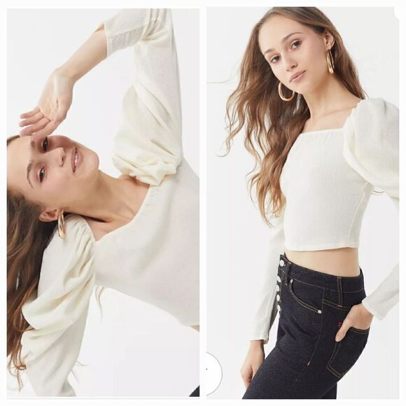 C/meo Collective Back To Back Puff Sleeve Top in Ivory Size Large - Picture 6 of 10